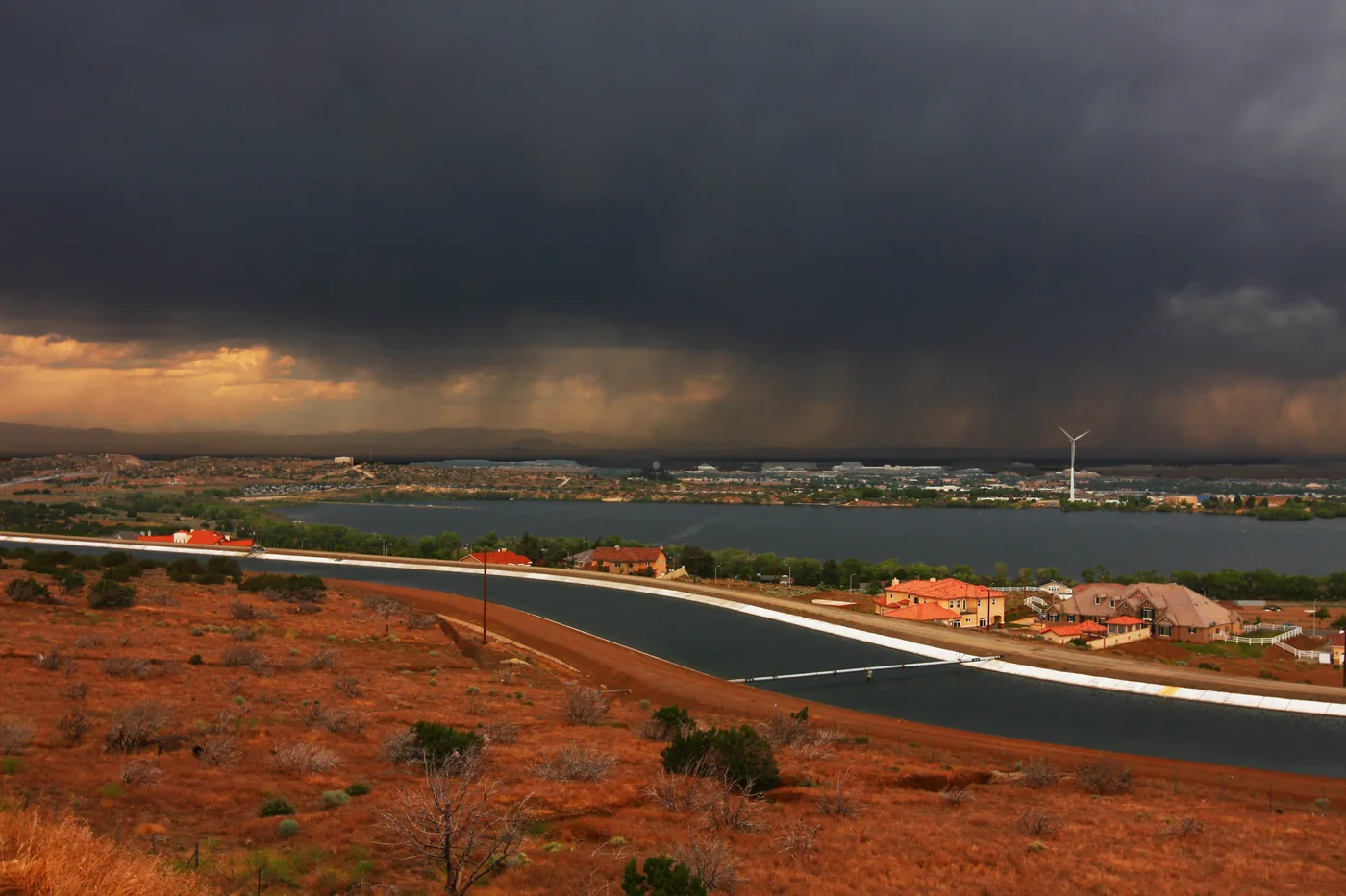 Storm rumbling across the Antelope Valley high desert of Southern California