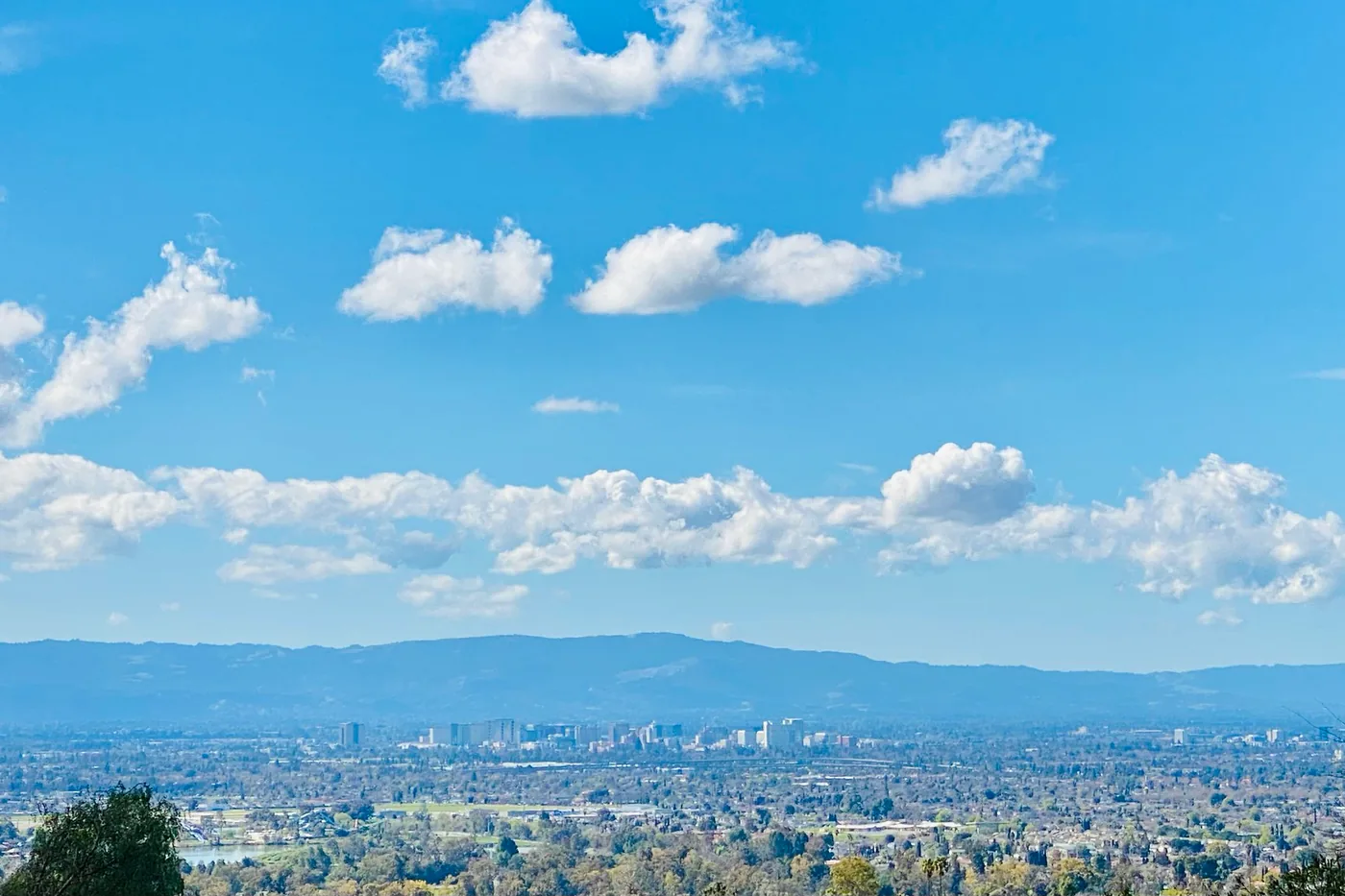 Clouds over downtown San Jose and the Santa Clara Valley during a break between storms