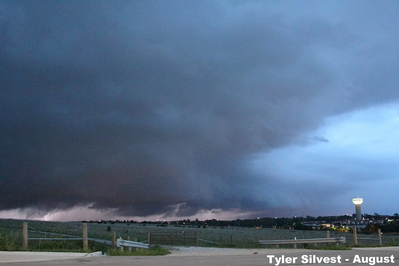Storm clouds moving over Lenexa, seen from College Boulevard in northern Olathe, Kansas